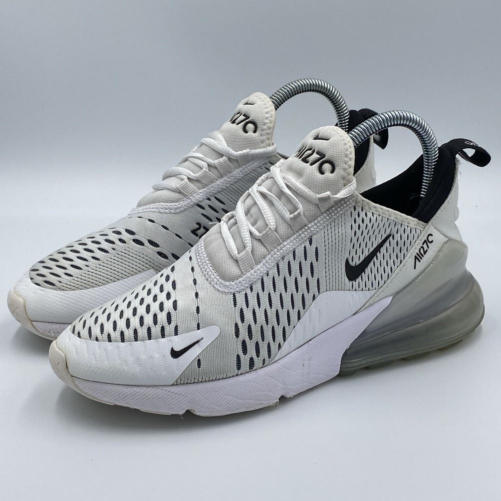 Nike Air Max 270 White Black Running Shoes Women's Size 7 AH6789-100 Cushioned